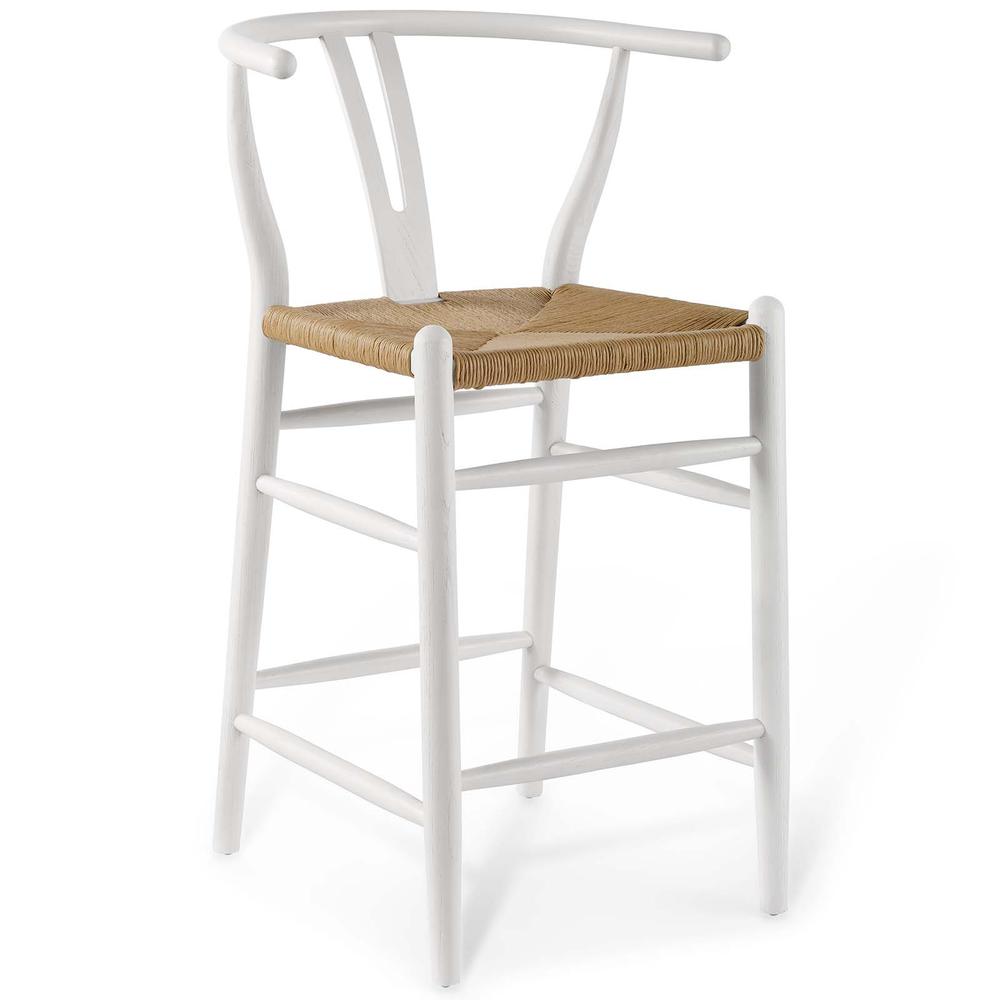 Amish Wood Counter Stool Set of 2 - White EEI-4165-WHI. Picture 2