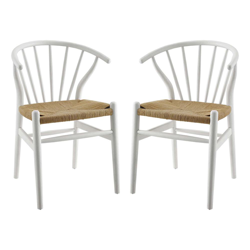 Flourish Spindle Wood Dining Side Chair Set of 2 - White EEI-4168-WHI. The main picture.