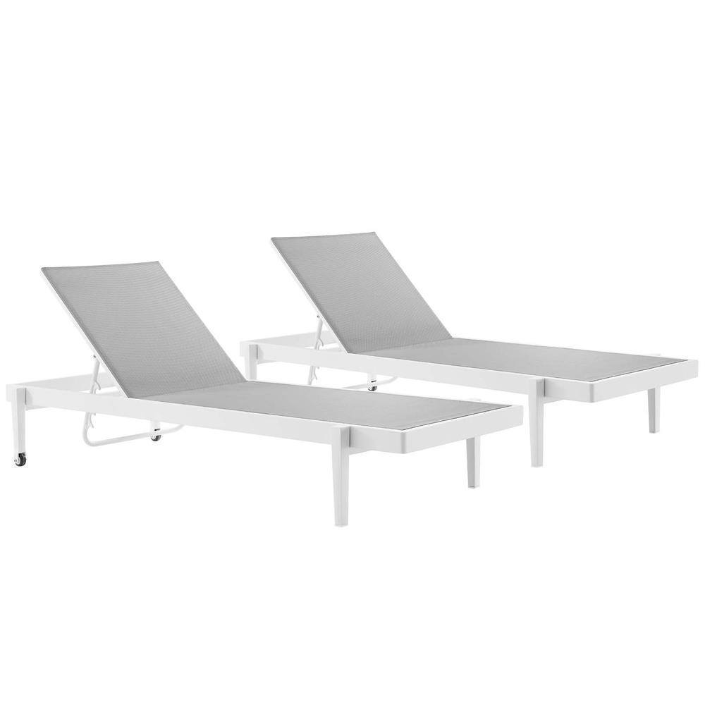 Charleston Outdoor Patio Aluminum Chaise Lounge Chair Set of 2. Picture 1