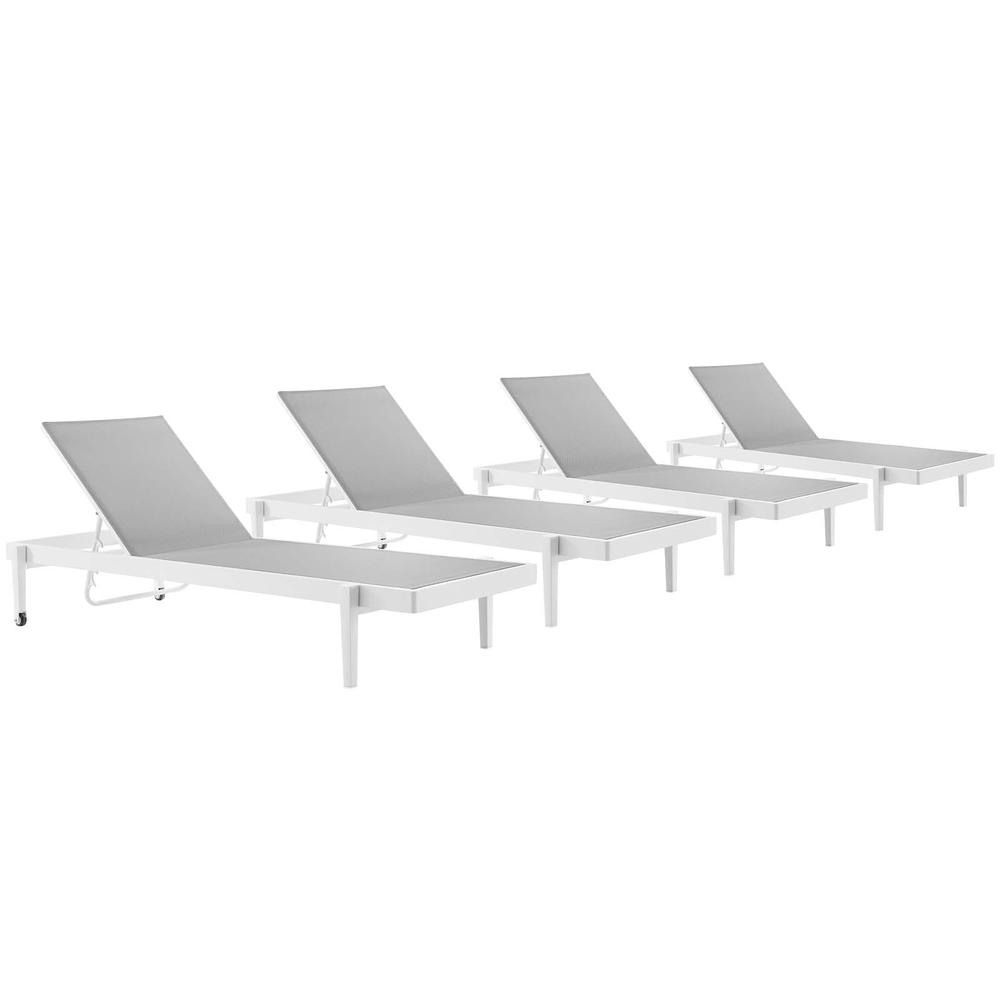 Charleston Outdoor Patio Aluminum Chaise Lounge Chair Set of 4. Picture 1