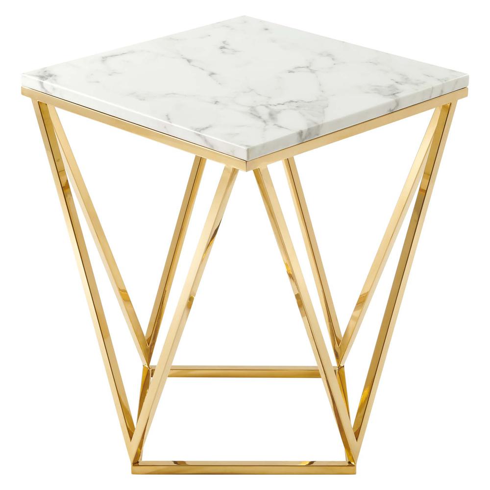 Vertex Gold Metal Stainless Steel End Table. Picture 1