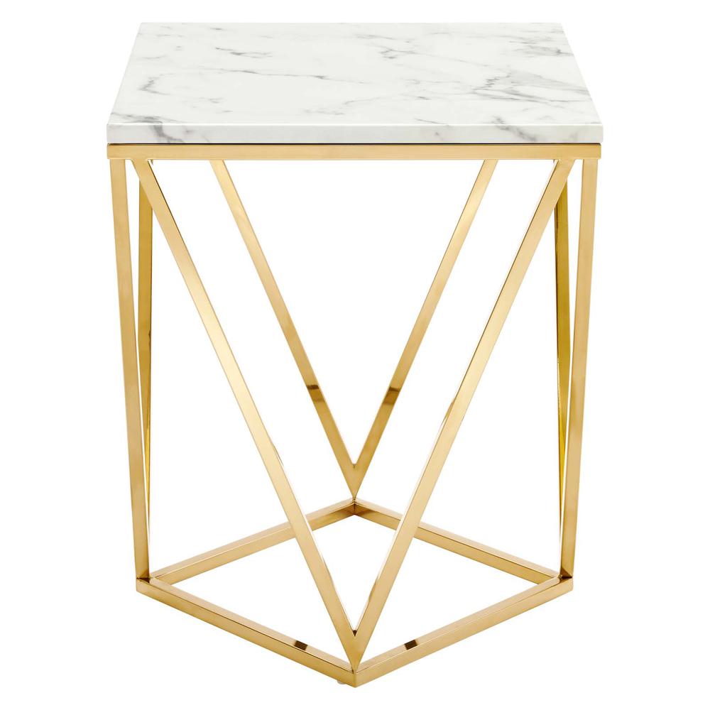 Vertex Gold Metal Stainless Steel End Table. Picture 2
