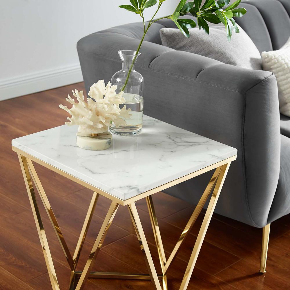 Vertex Gold Metal Stainless Steel End Table. Picture 5