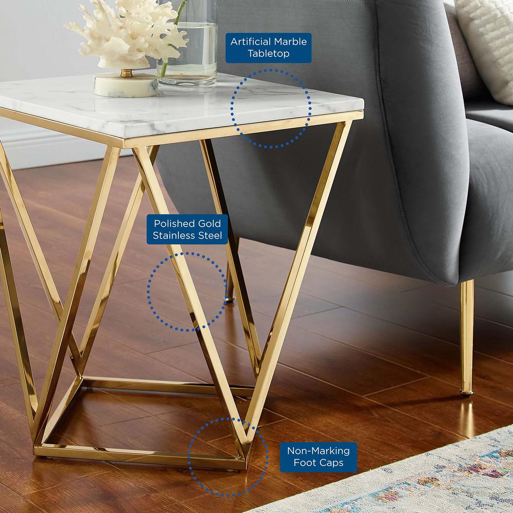 Vertex Gold Metal Stainless Steel End Table. Picture 6