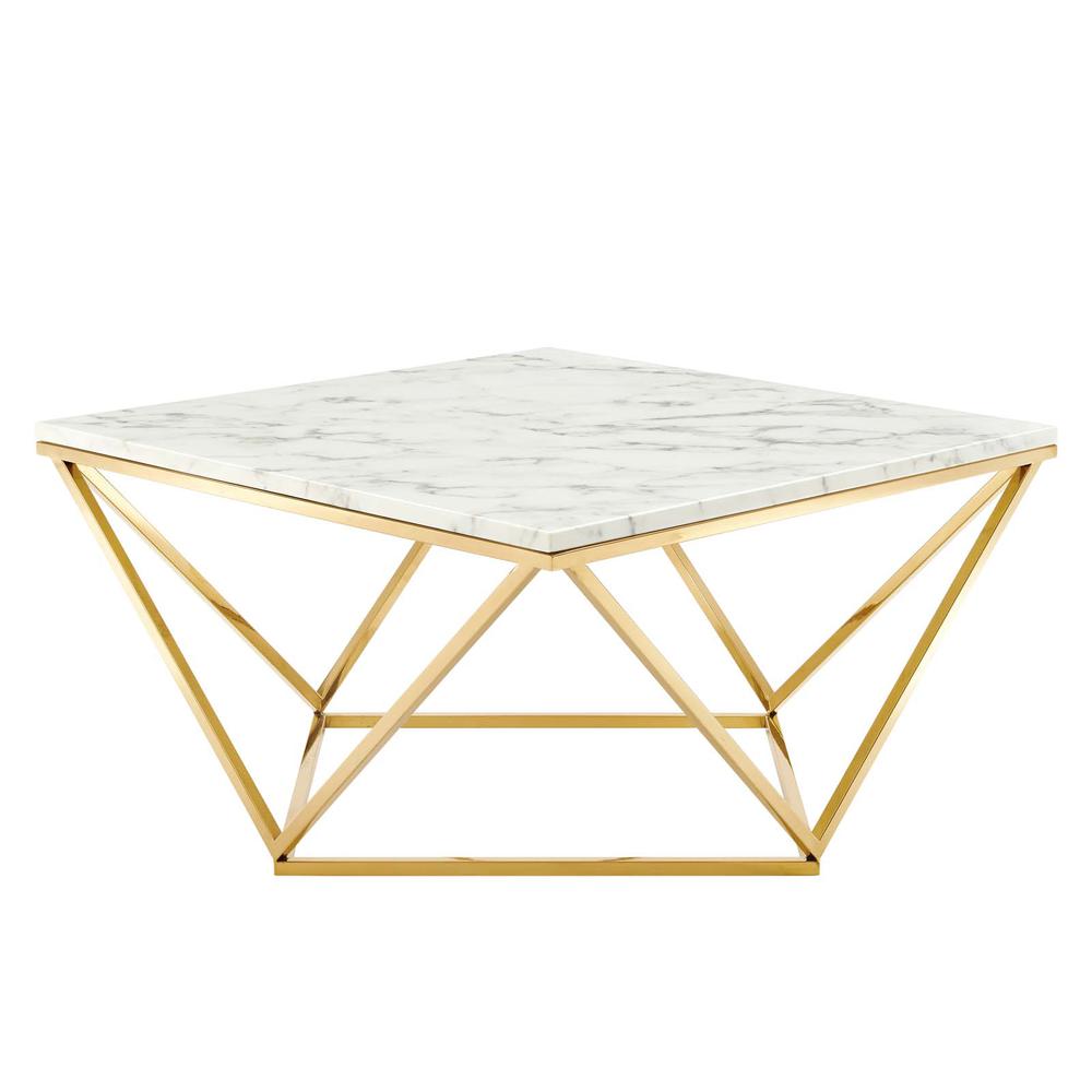 Vertex Gold Metal Stainless Steel Coffee Table. Picture 2