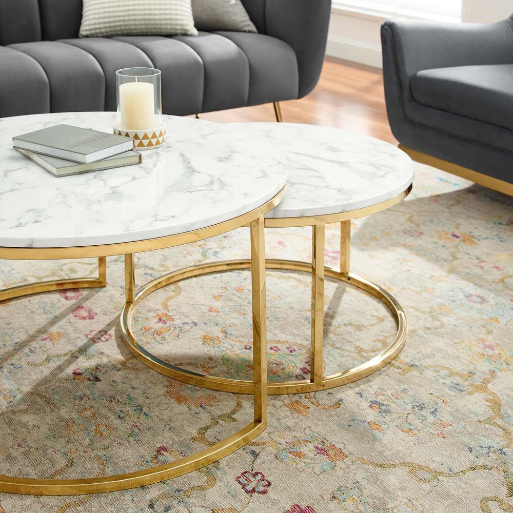 Ravenna Artificial Marble Nesting Coffee Table. Picture 5