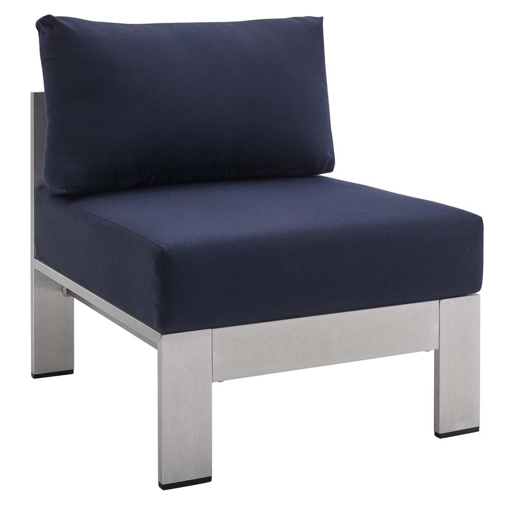 Shore Sunbrella Fabric Aluminum Outdoor Patio Armless Chair. Picture 1