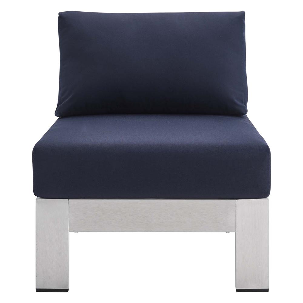 Shore Sunbrella Fabric Aluminum Outdoor Patio Armless Chair. Picture 4