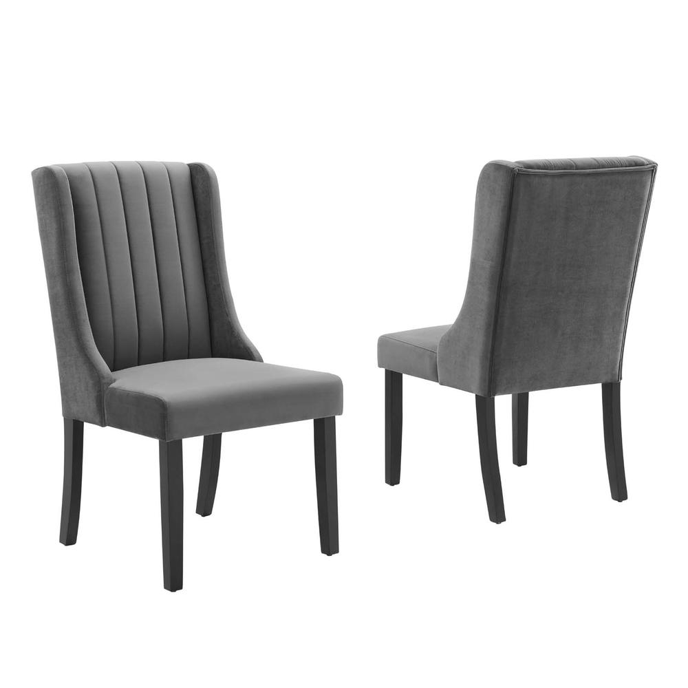 Renew Parsons Performance Velvet Dining Side Chairs - Set of 2 - Gray EEI-4244-GRY. The main picture.