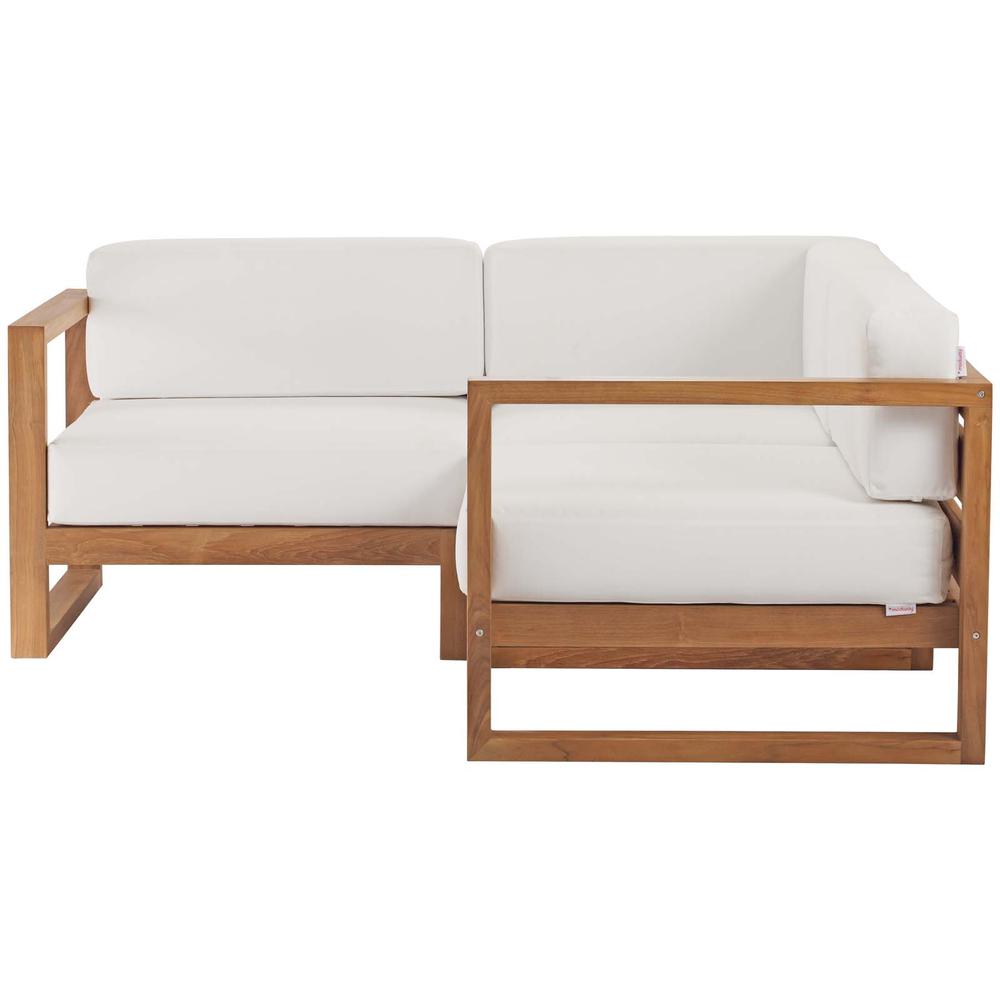 Upland Outdoor Patio Teak Wood 3-Piece Sectional Sofa Set. Picture 2