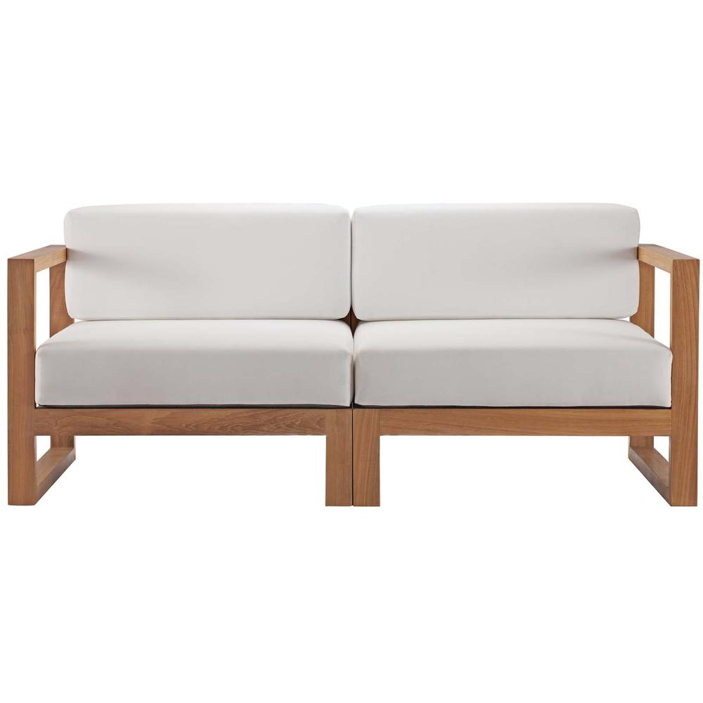 Upland Outdoor Patio Teak Wood 2-Piece Sectional Sofa Loveseat. Picture 2