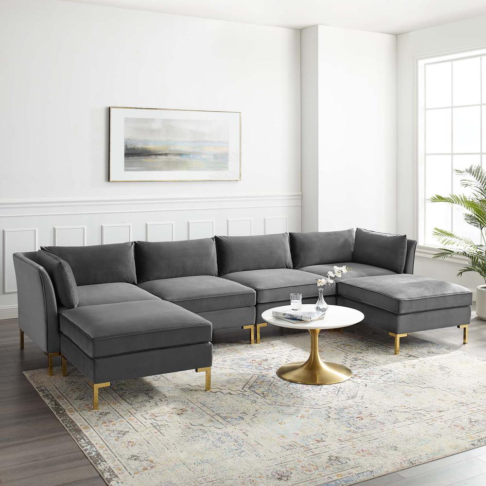 Ardent 6-Piece Performance Velvet Sectional Sofa - Gray EEI-4272-GRY. Picture 12