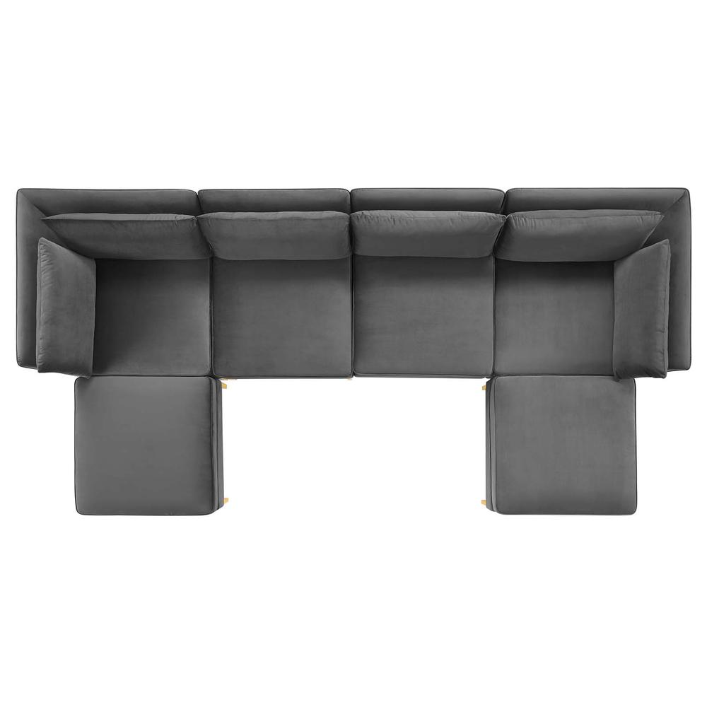 Ardent 6-Piece Performance Velvet Sectional Sofa - Gray EEI-4272-GRY. Picture 2