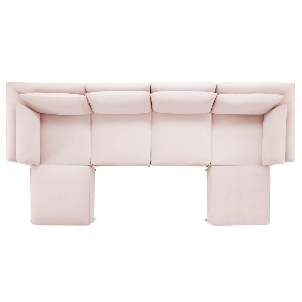 Ardent 6-Piece Performance Velvet Sectional Sofa - Pink EEI-4272-PNK. Picture 2