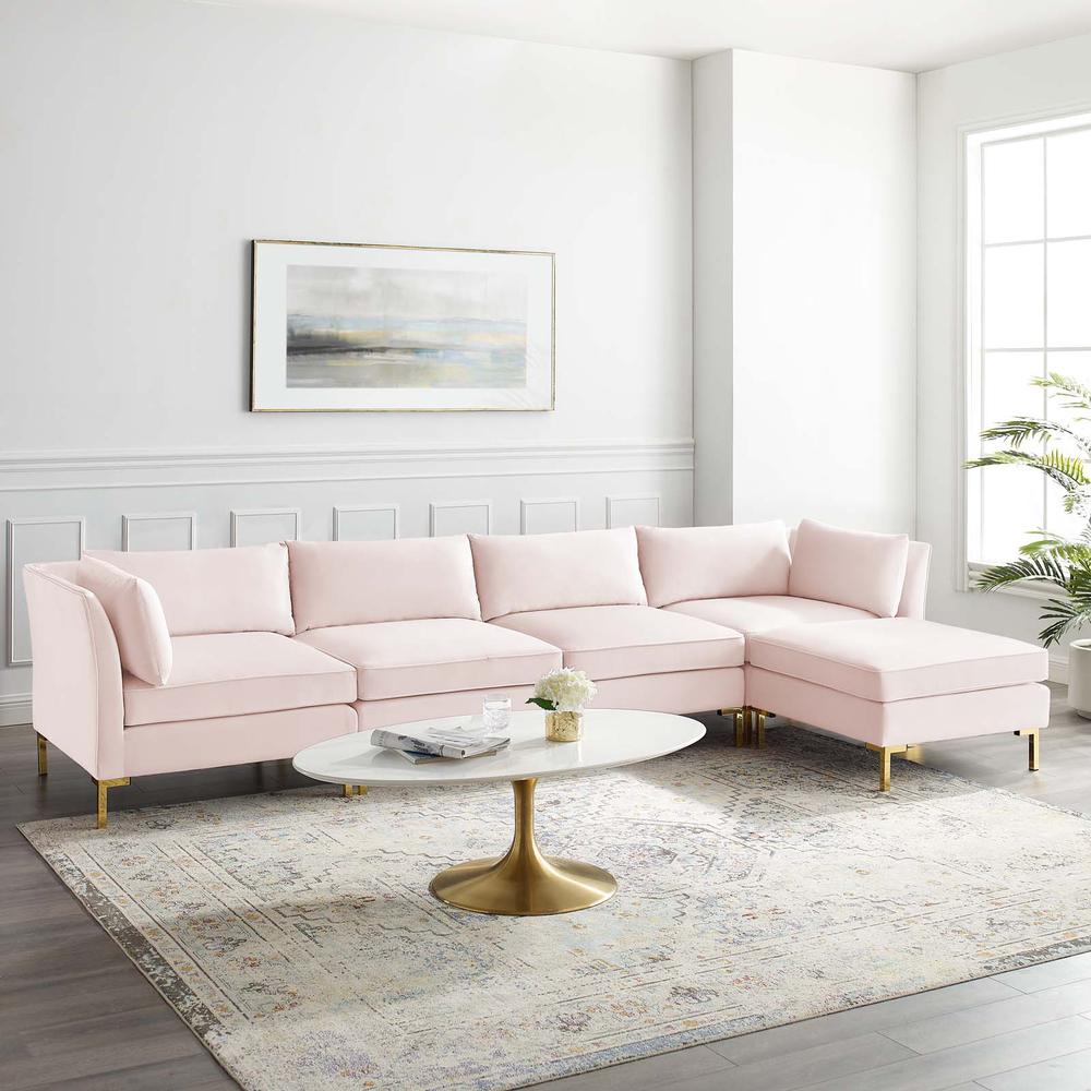 Ardent 5-Piece Performance Velvet Sectional Sofa - Pink EEI-4273-PNK. Picture 11