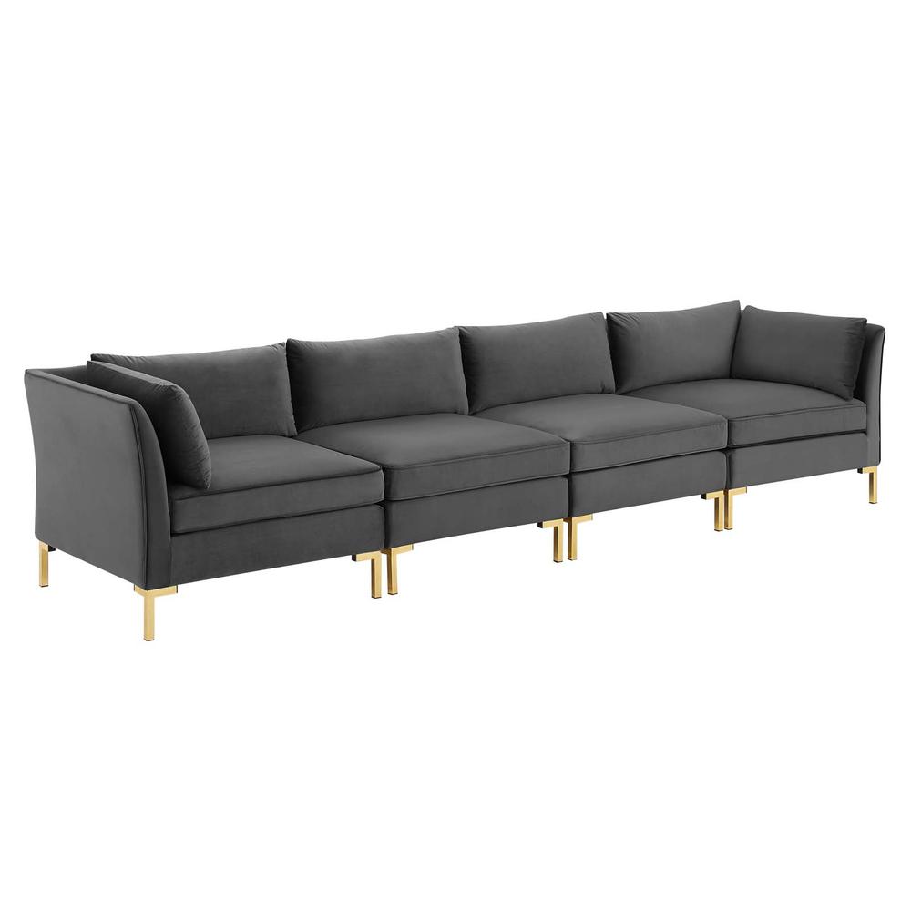 Ardent 4-Seater Performance Velvet Sofa - Gray EEI-4274-GRY. The main picture.