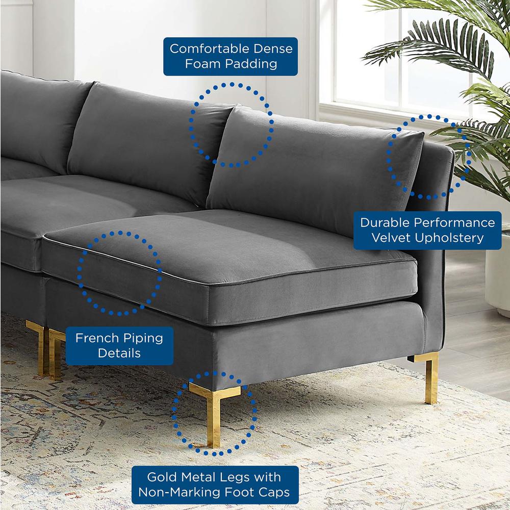 Ardent 5-Piece Performance Velvet Sectional Sofa. Picture 8