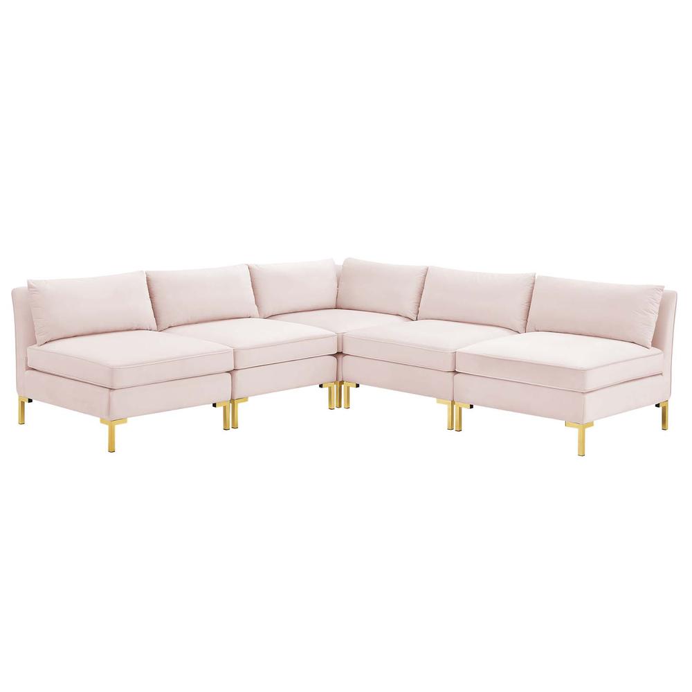 Ardent 5-Piece Performance Velvet Sectional Sofa - Pink EEI-4276-PNK. Picture 1