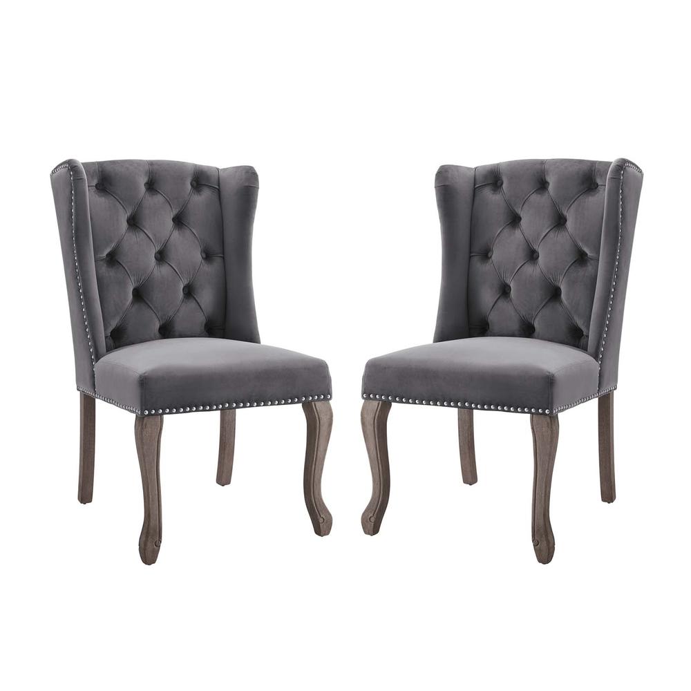 Apprise Side Chair Performance Velvet Set of 2 - Gray EEI-4293-GRY. The main picture.
