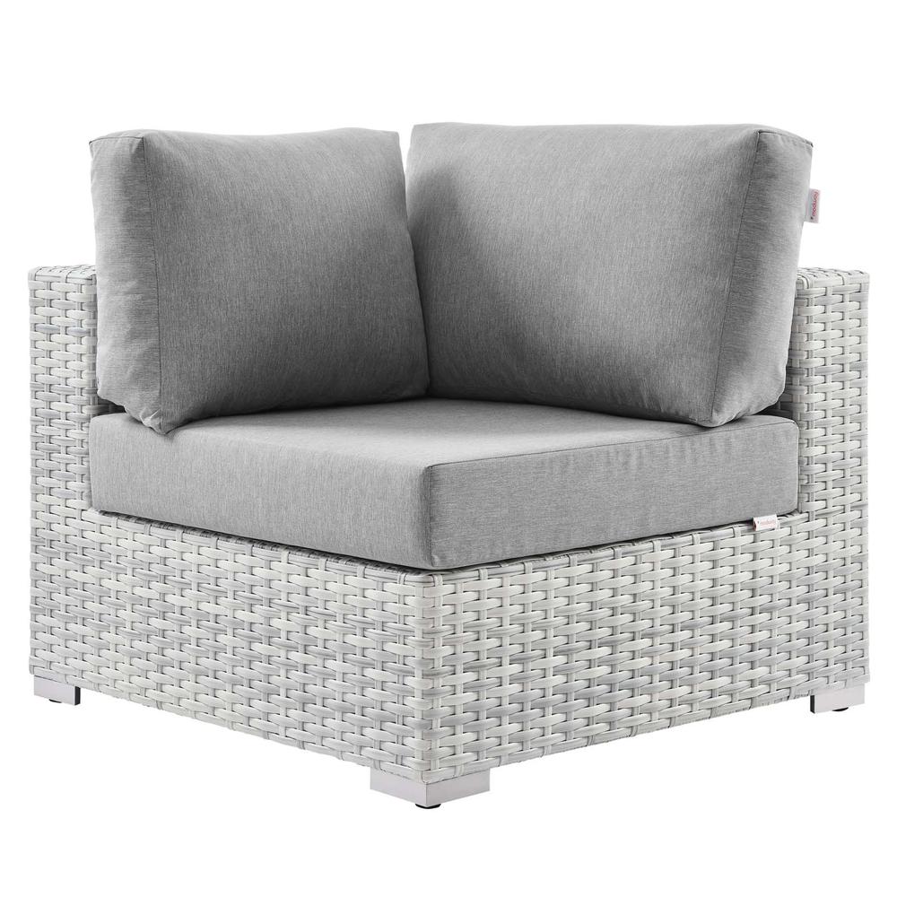 Convene Outdoor Patio Corner Chair - Light Gray Gray EEI-4296-LGR-GRY. The main picture.