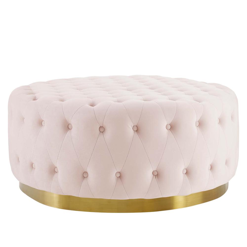 Ensconce Tufted Performance Velvet Round Ottoman. Picture 2