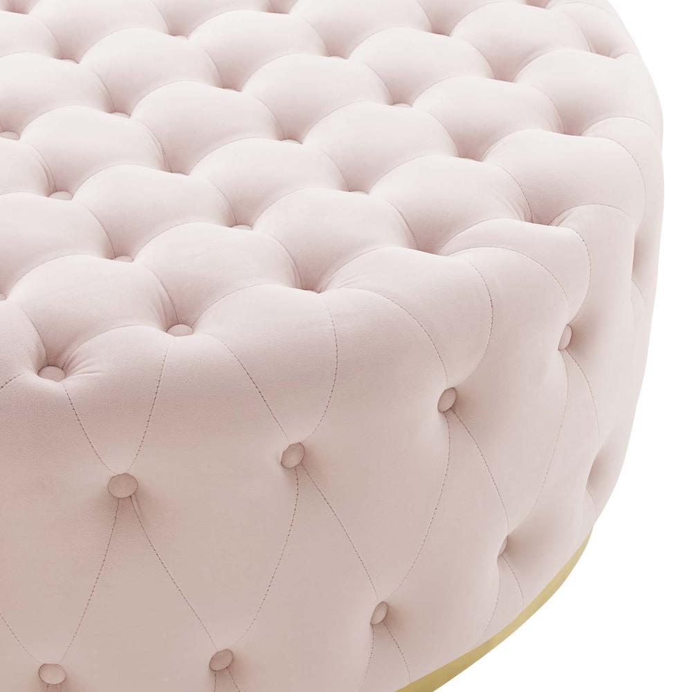 Ensconce Tufted Performance Velvet Round Ottoman. Picture 4