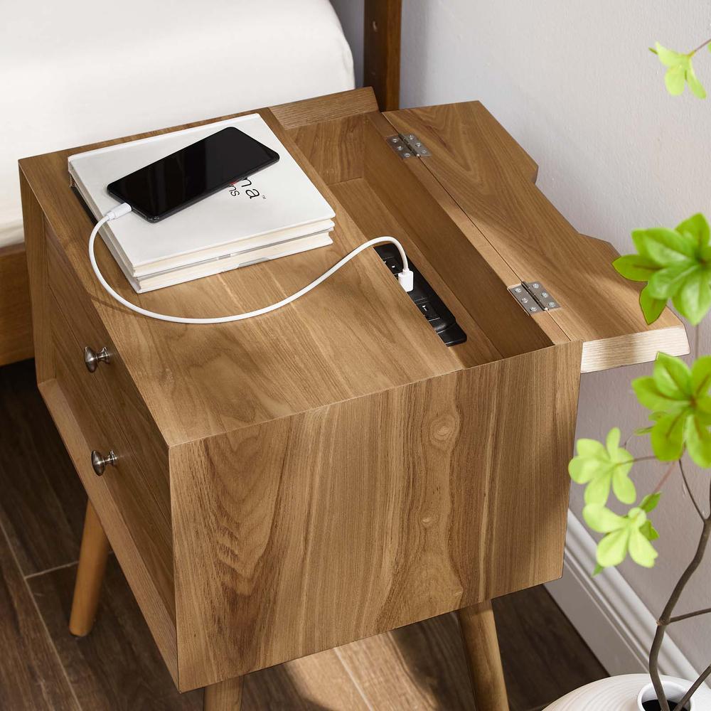 Ember Wood Nightstand With USB Ports - Natural Natural EEI-4343-NAT-NAT. Picture 6
