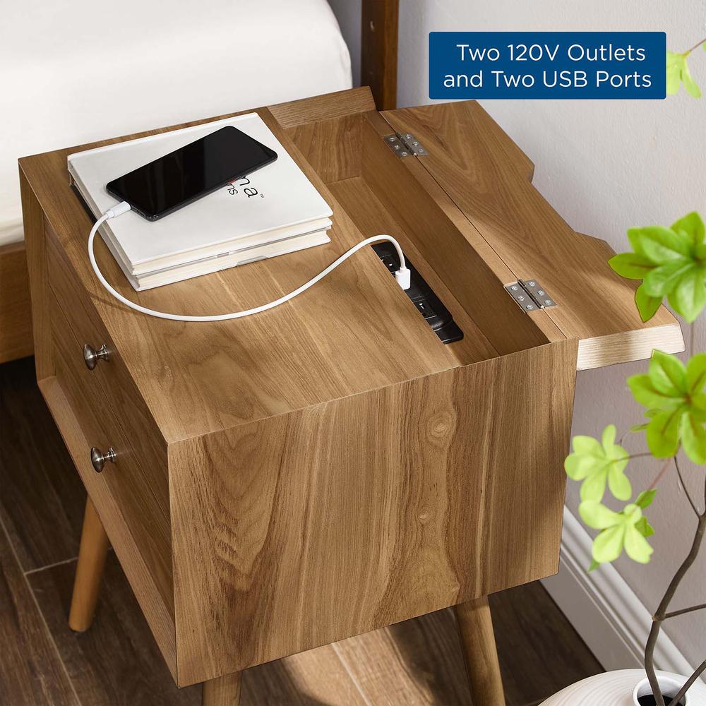 Ember Wood Nightstand With USB Ports - Natural Natural EEI-4343-NAT-NAT. Picture 7