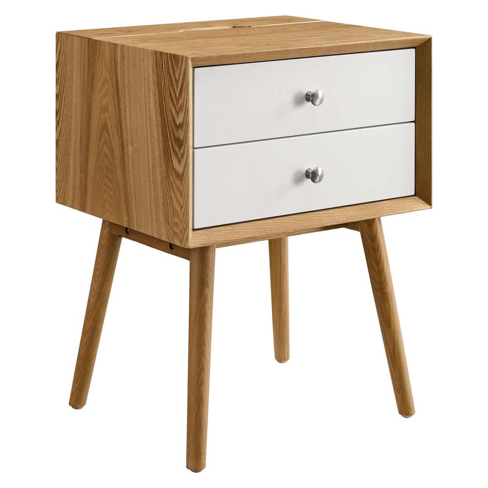 Ember Wood Nightstand With USB Ports. Picture 1