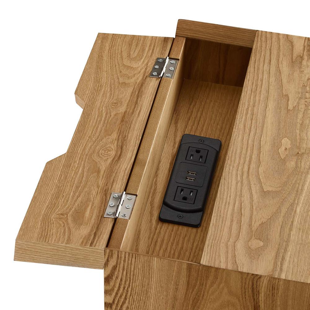 Ember Wood Nightstand With USB Ports. Picture 5