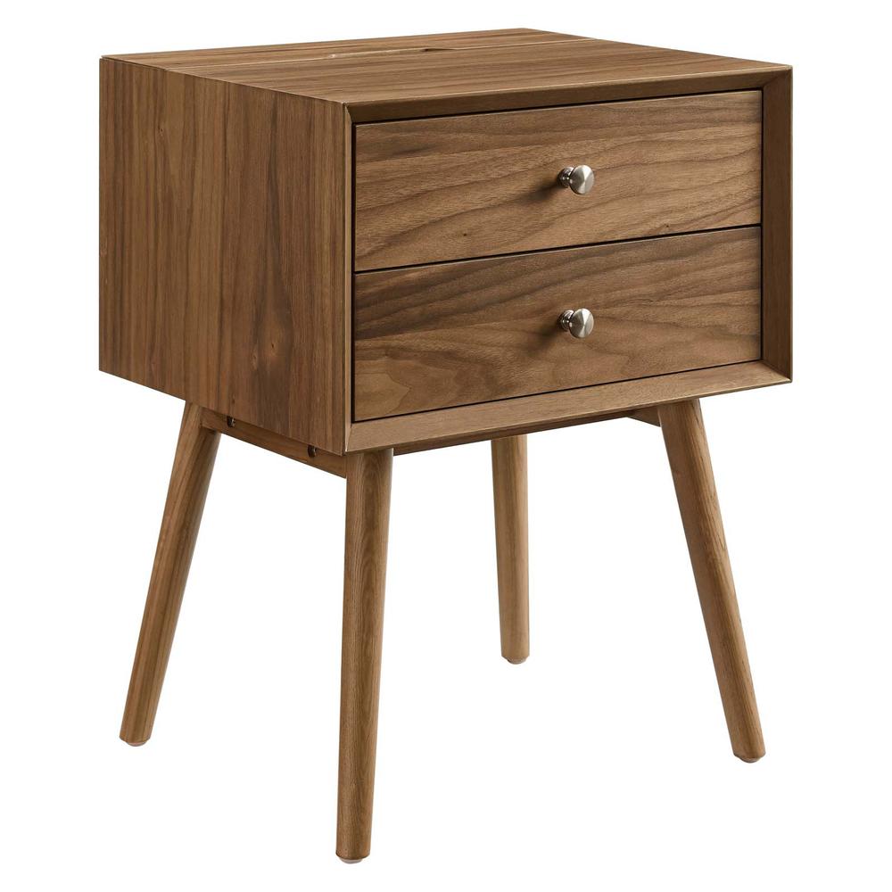 Ember Wood Nightstand With USB Ports. The main picture.