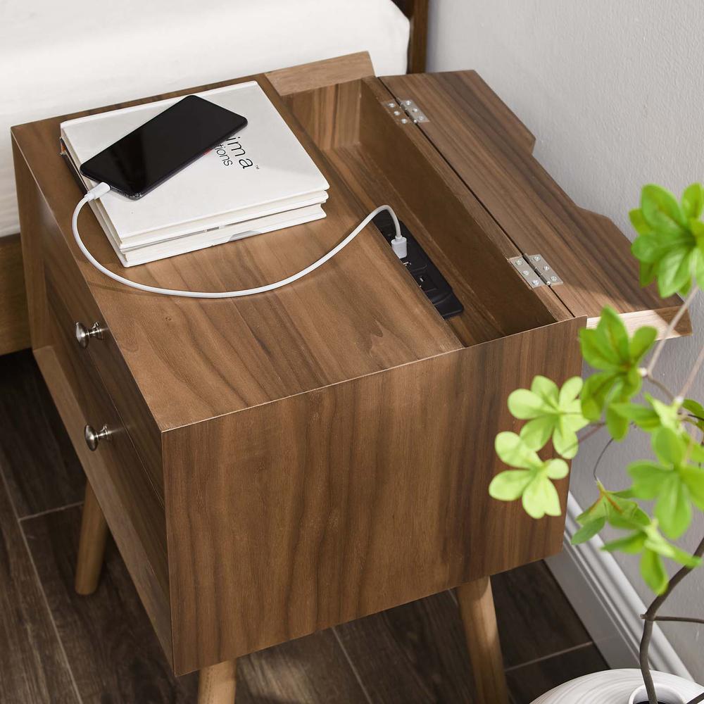Ember Wood Nightstand With USB Ports. Picture 6