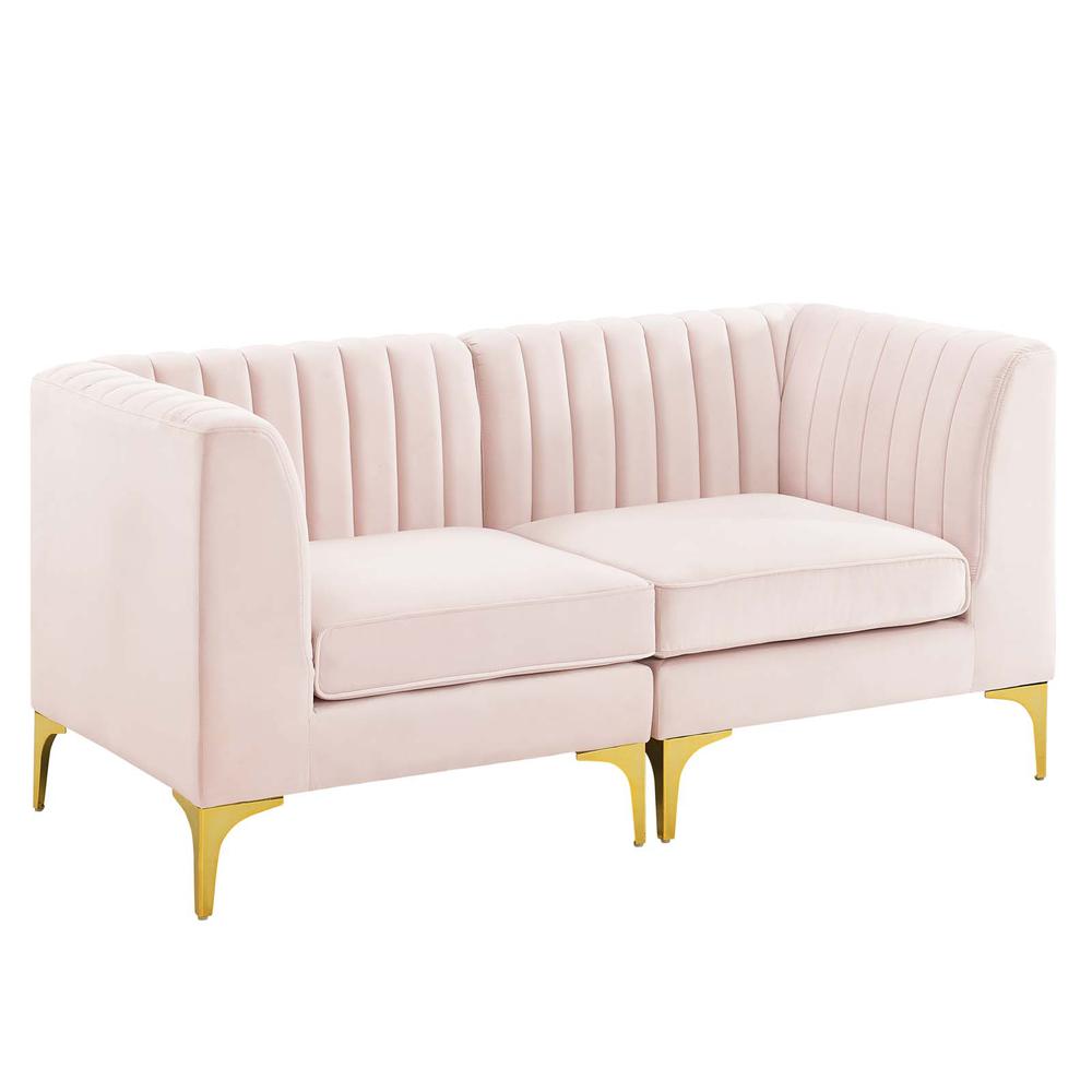 Triumph Channel Tufted Performance Velvet Loveseat - Pink EEI-4346-PNK. The main picture.