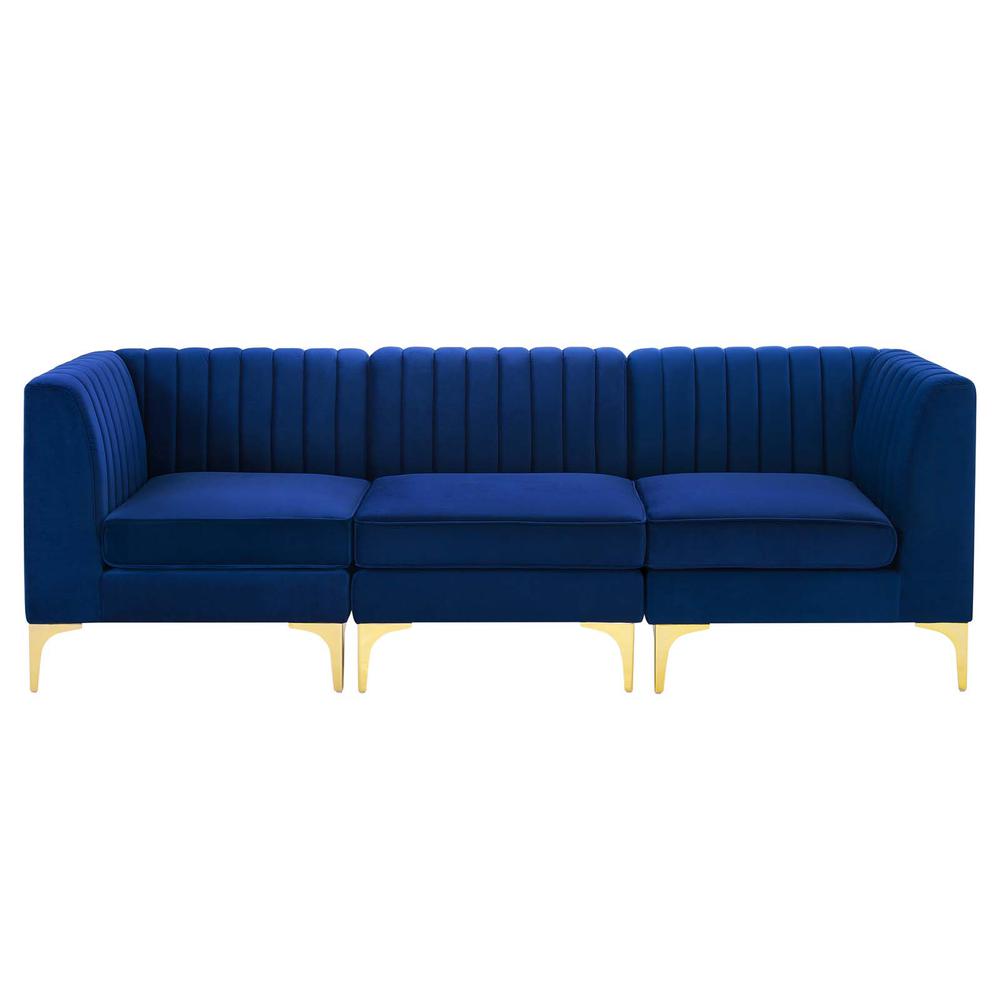 Triumph Channel Tufted Performance Velvet 3-Seater Sofa. Picture 2