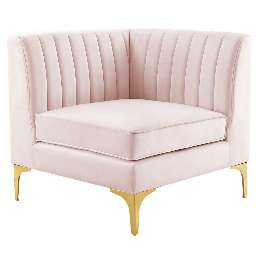 Triumph Channel Tufted Performance Velvet 	3-Seater Sofa - Pink EEI-4347-PNK. Picture 3