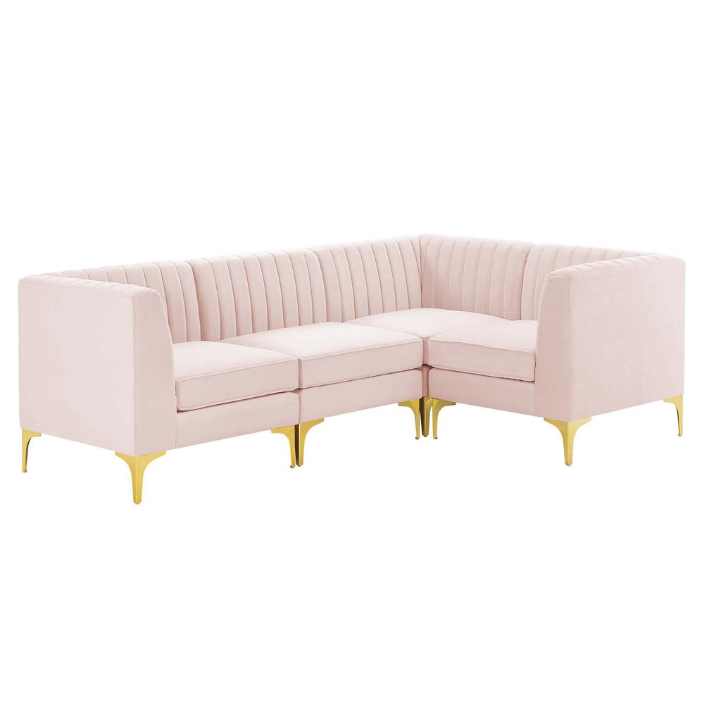 Triumph Channel Tufted Performance Velvet 4-Piece Sectional Sofa - Pink EEI-4349-PNK. The main picture.