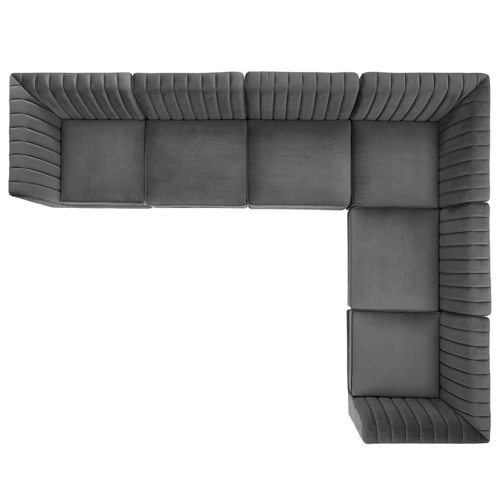 Triumph Channel Tufted Performance Velvet 6-Piece Sectional Sofa - Gray EEI-4352-GRY. Picture 2