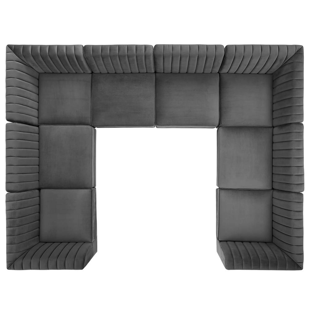 Triumph Channel Tufted Performance Velvet 8-Piece Sectional Sofa - Gray EEI-4353-GRY. Picture 2
