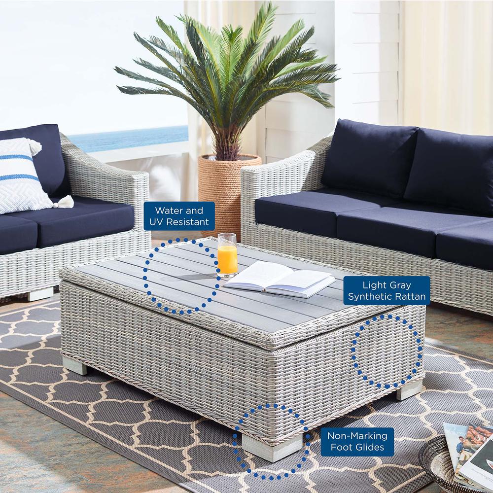 Conway Sunbrella® Outdoor Patio Wicker Rattan 5-Piece Furniture Set - Light Gray Gray EEI-4356-LGR-GRY. Picture 14