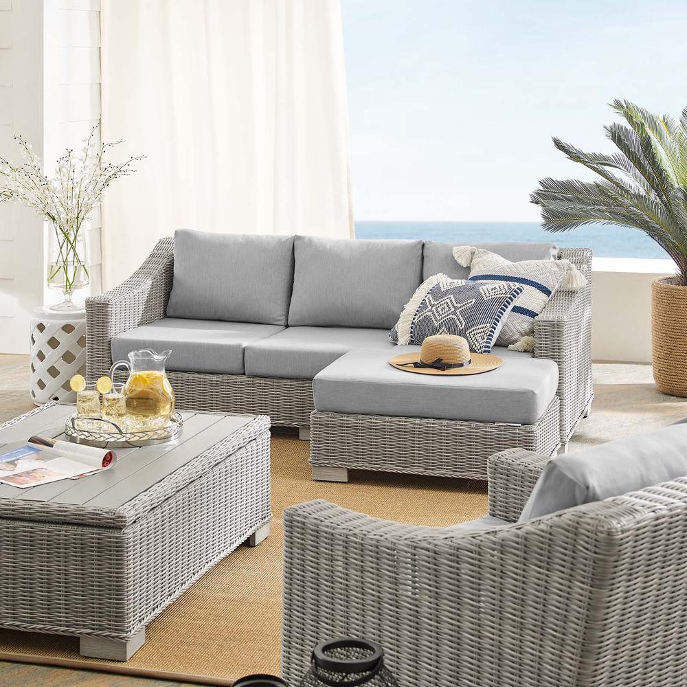 Conway Sunbrella® Outdoor Patio Wicker Rattan 5-Piece Furniture Set - Light Gray Gray EEI-4356-LGR-GRY. Picture 16