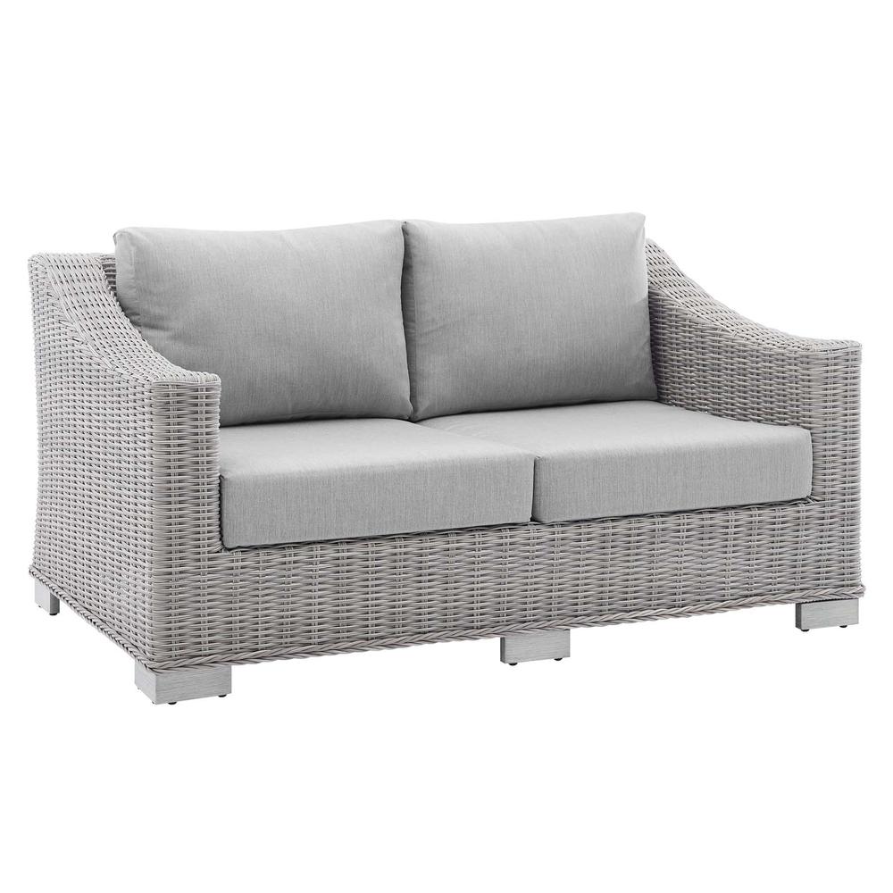 Conway Sunbrella® Outdoor Patio Wicker Rattan 5-Piece Furniture Set - Light Gray Gray EEI-4356-LGR-GRY. Picture 4
