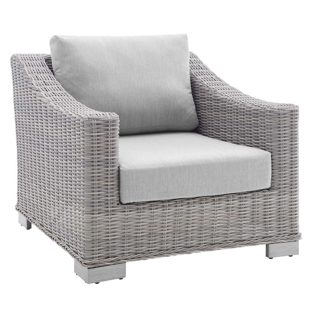 Conway Sunbrella® Outdoor Patio Wicker Rattan 5-Piece Furniture Set - Light Gray Gray EEI-4356-LGR-GRY. Picture 6