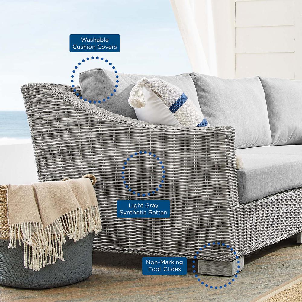 Conway Sunbrella® Outdoor Patio Wicker Rattan 4-Piece Furniture Set - Light Gray Gray EEI-4359-LGR-GRY. Picture 11
