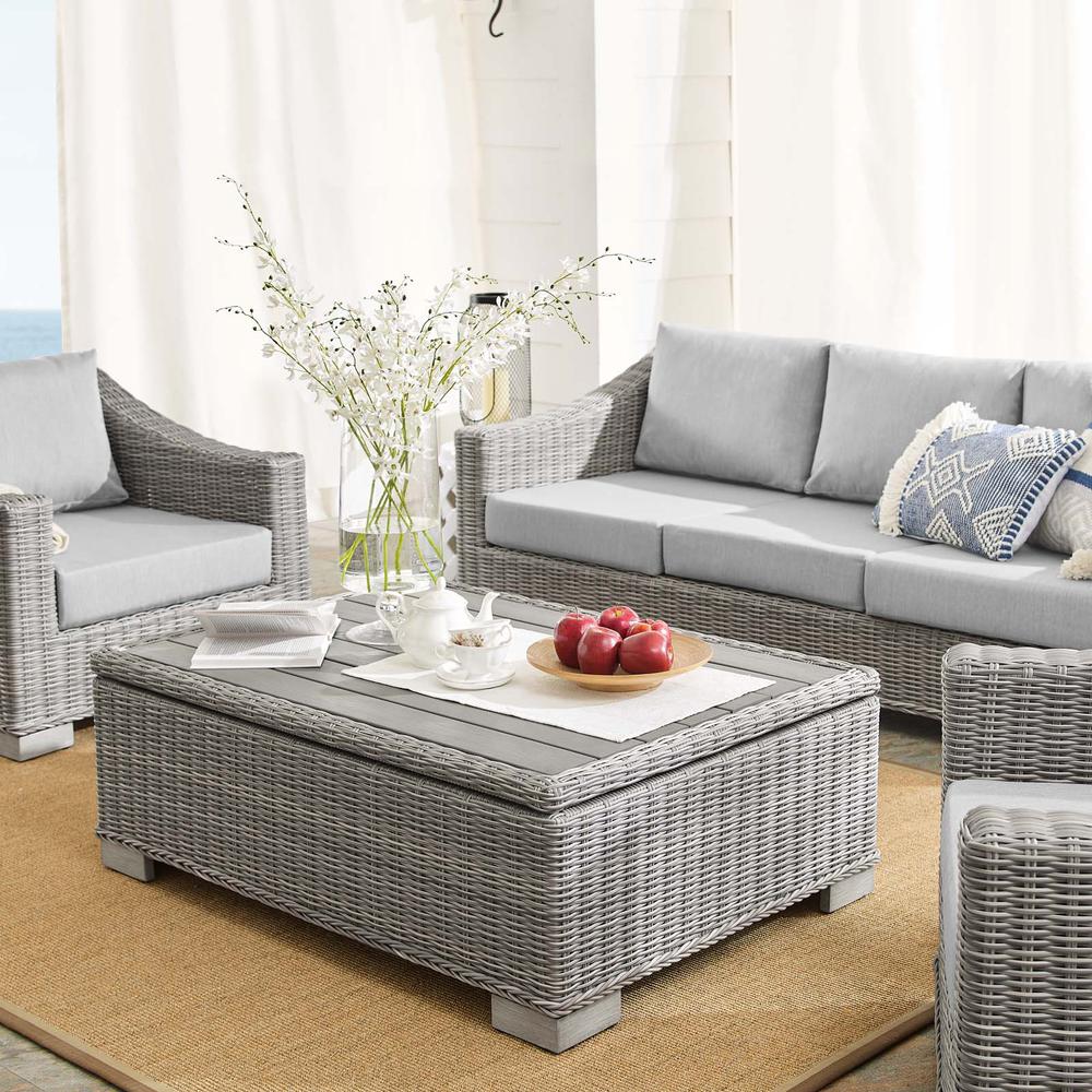 Conway Sunbrella® Outdoor Patio Wicker Rattan 4-Piece Furniture Set - Light Gray Gray EEI-4359-LGR-GRY. Picture 12