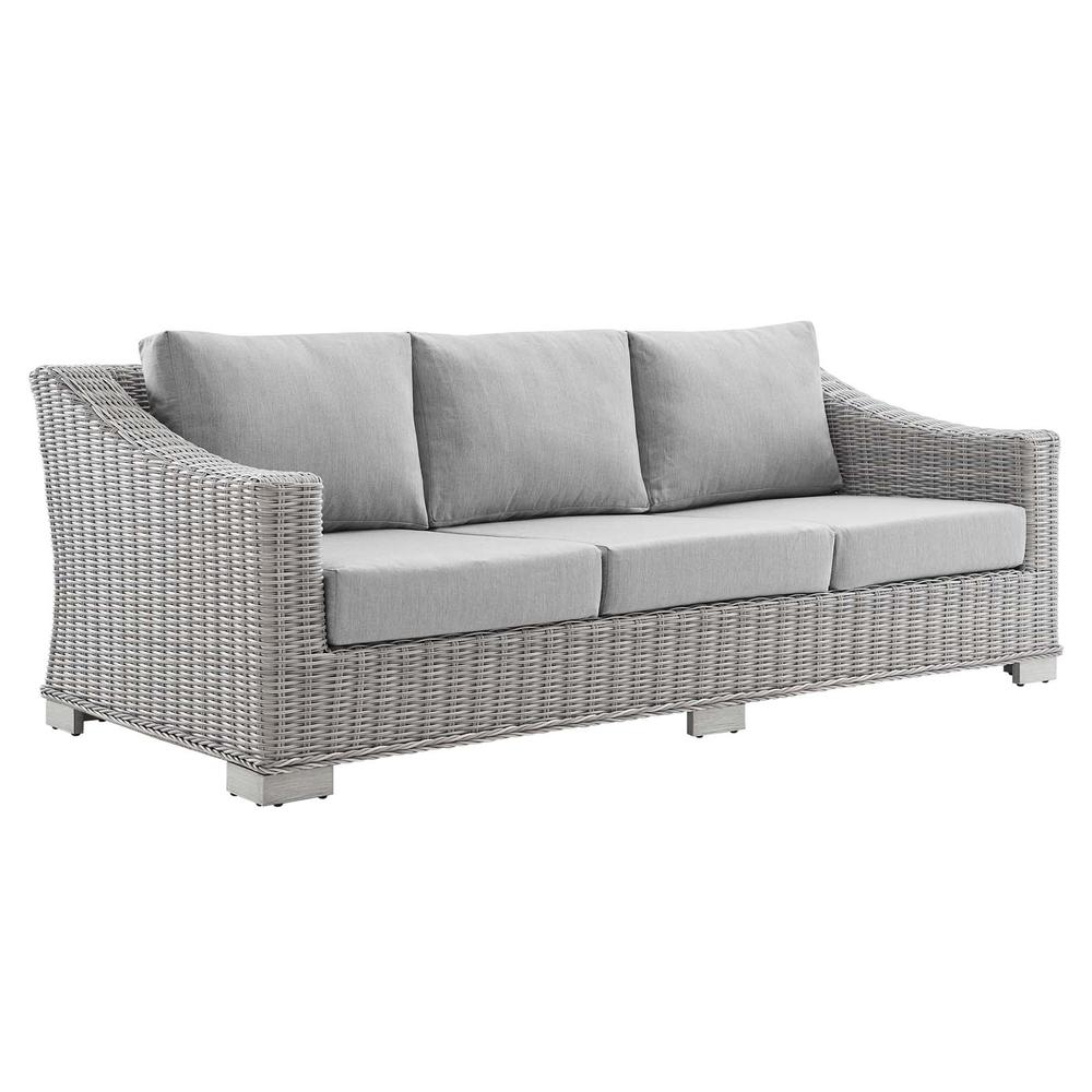 Conway Sunbrella® Outdoor Patio Wicker Rattan 4-Piece Furniture Set - Light Gray Gray EEI-4359-LGR-GRY. Picture 2