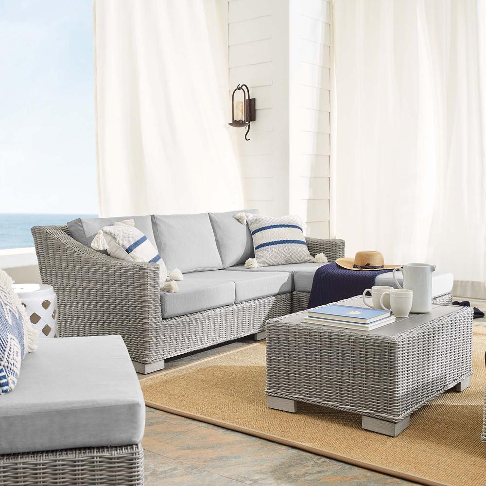 Conway Sunbrella® Outdoor Patio Wicker Rattan 5-Piece Furniture Set - Light Gray Gray EEI-4361-LGR-GRY. Picture 12