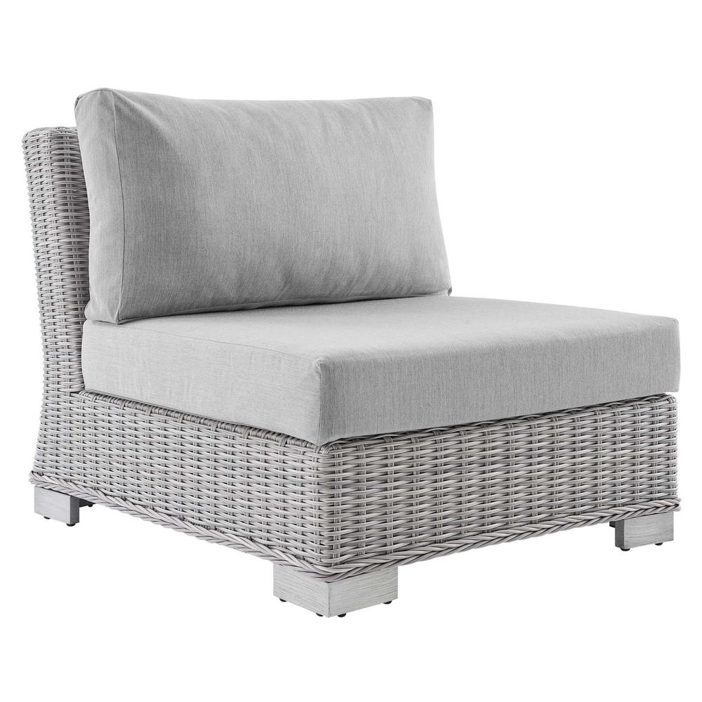 Conway Sunbrella® Outdoor Patio Wicker Rattan 5-Piece Furniture Set - Light Gray Gray EEI-4361-LGR-GRY. Picture 4