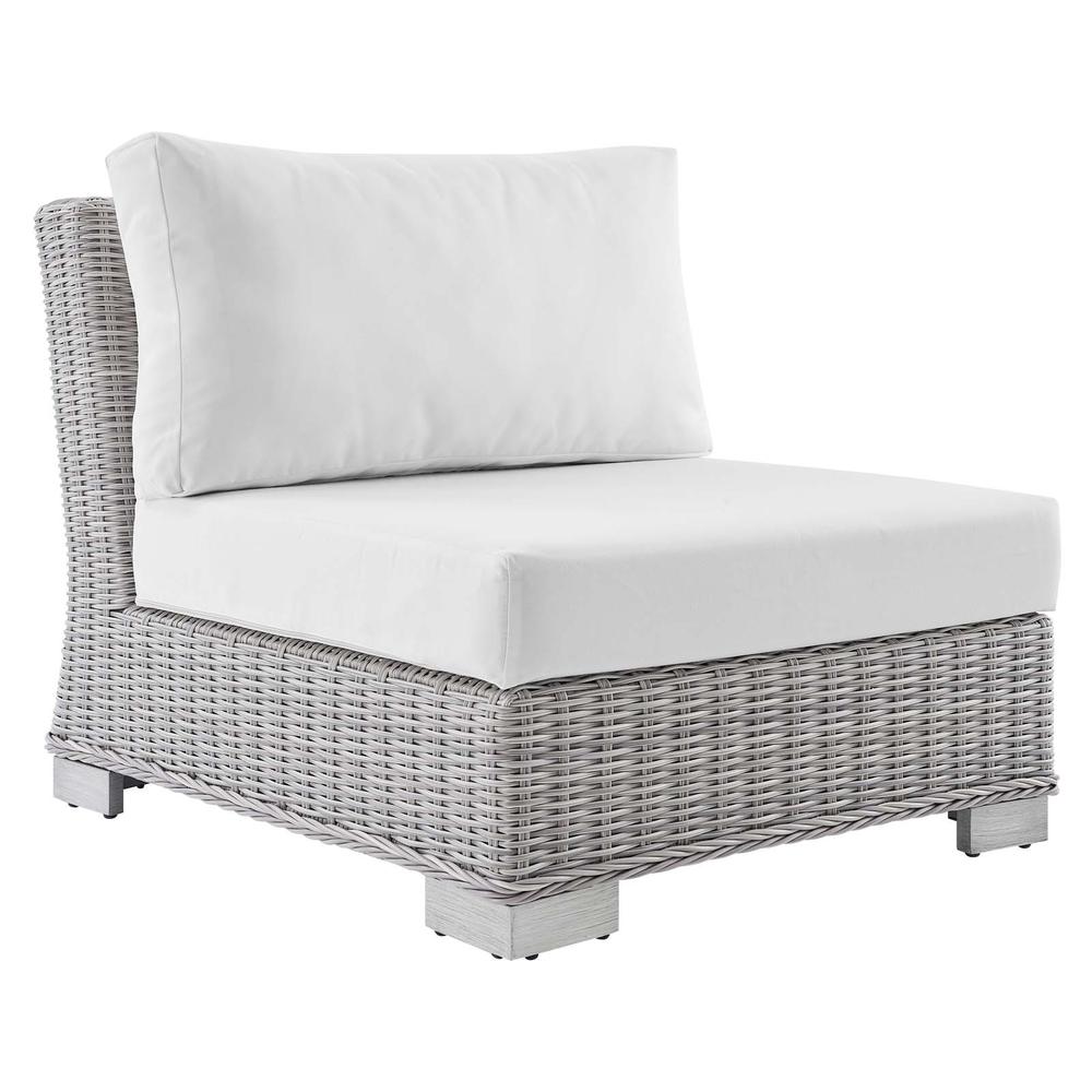 Conway Sunbrella® Outdoor Patio Wicker Rattan 5-Piece Furniture Set - Light Gray White EEI-4361-LGR-WHI. Picture 4
