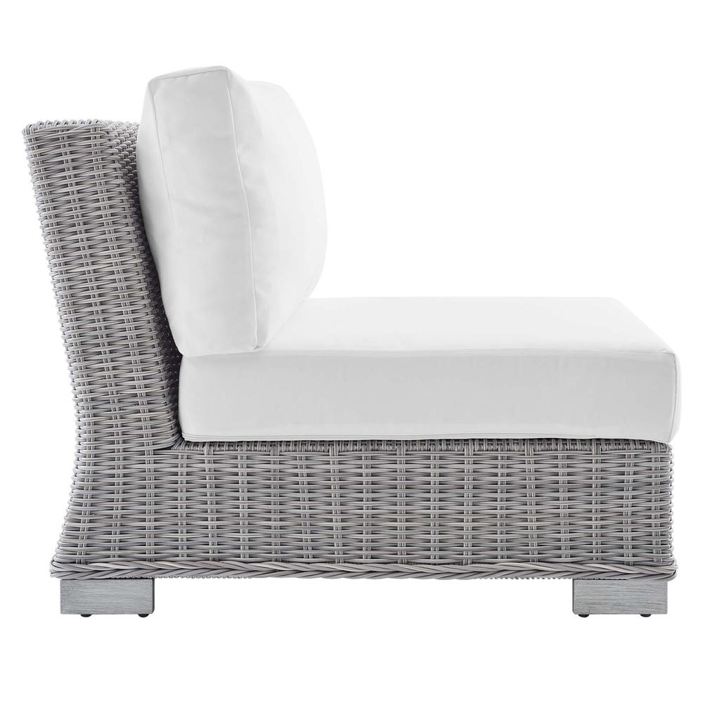 Conway Sunbrella® Outdoor Patio Wicker Rattan 5-Piece Furniture Set - Light Gray White EEI-4361-LGR-WHI. Picture 5