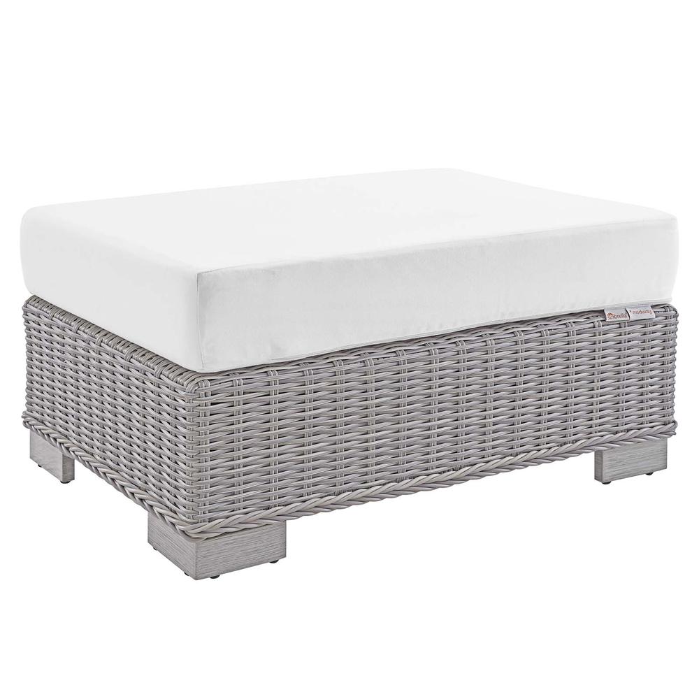 Conway Sunbrella® Outdoor Patio Wicker Rattan 5-Piece Furniture Set - Light Gray White EEI-4361-LGR-WHI. Picture 6